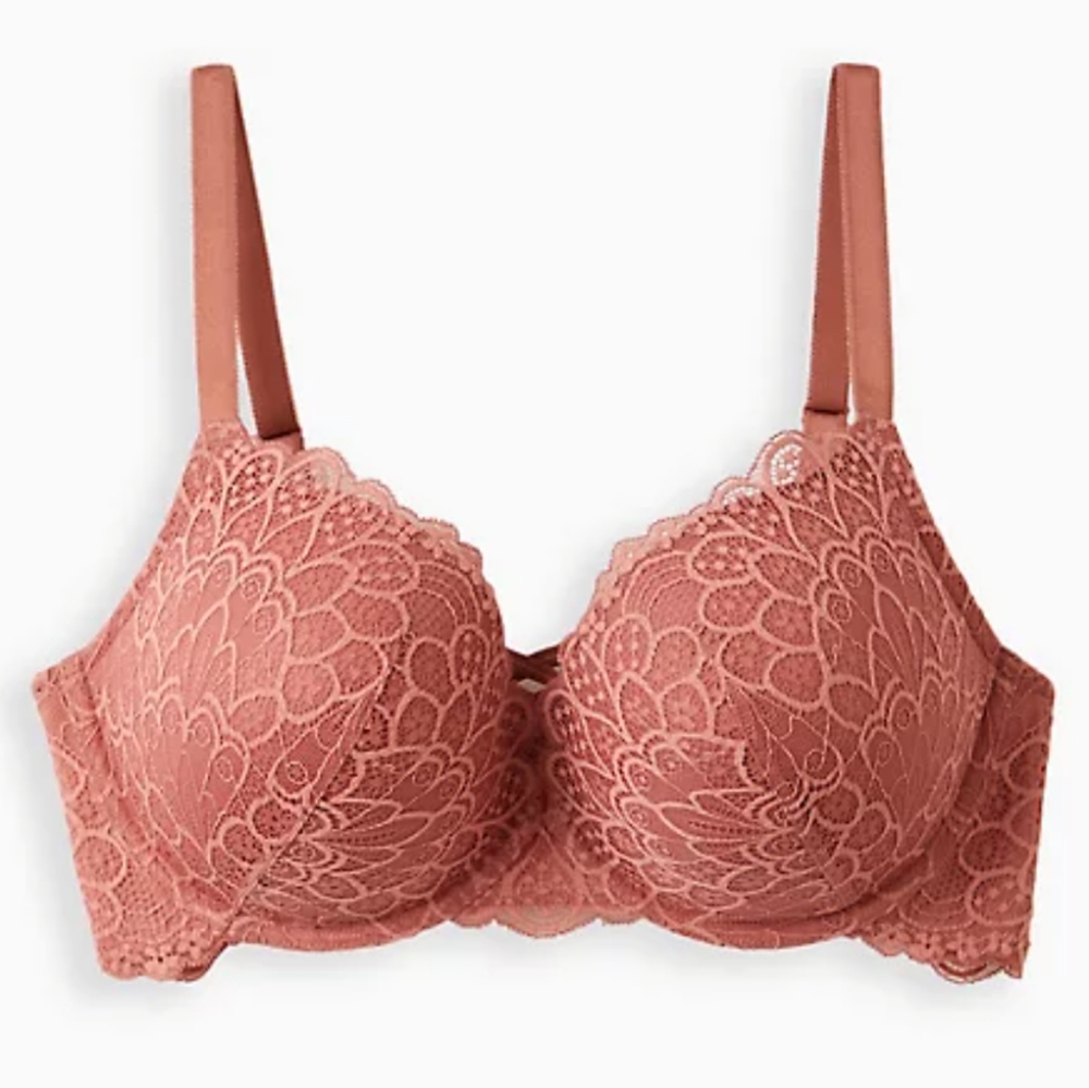 Final Price Torrid XO Push-up Plunge Bra - Lace Rose